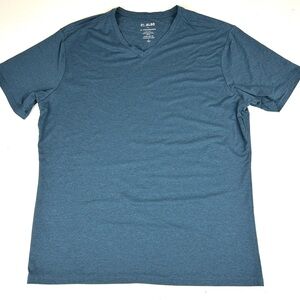 01.Algo Shirt Mens Large Heather Blue SPF 40 Performance Workout Gym V Neck
